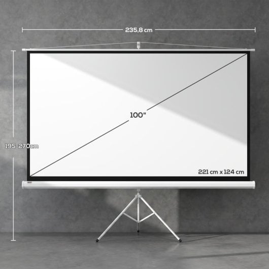 Homcom Pantalla De Proyector Manual Con Soporte 100 Pulgadas 221x124 Cm Blanco