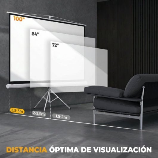 Homcom Pantalla De Proyector Manual Con Soporte 100 Pulgadas 221x124 Cm Blanco