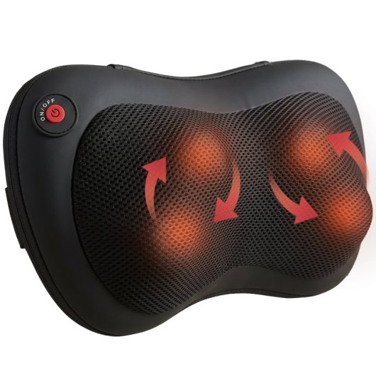 Homcom Cojín De Masaje Shiatsu Con Calor Y 4 Nodos Amasado Giratorio 3d