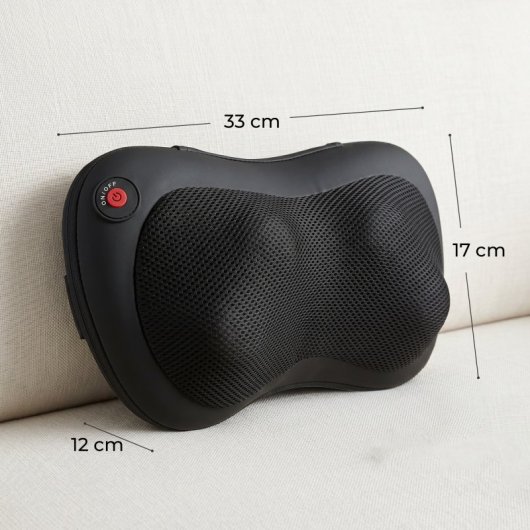 Homcom Cojín De Masaje Shiatsu Con Calor Y 4 Nodos Amasado Giratorio 3d