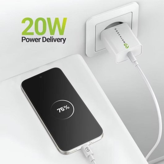Carregador USB Mayaxess SEK-VIRT-PX9 20 W branco com cabo USB-C 1 m