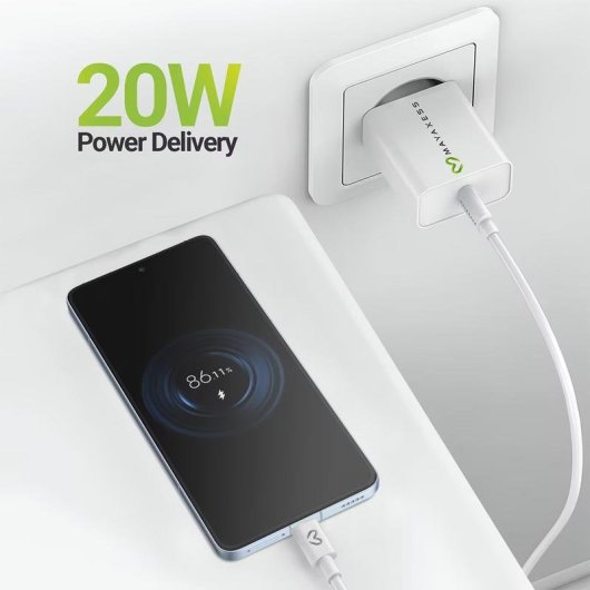 Mayaxess SEK-VIRT-X14TP 20W USB-Steckladegerät weiß mit 1m USB-C-Kabel