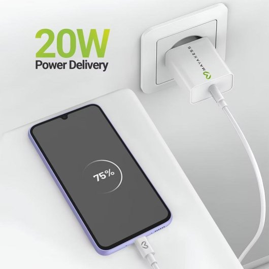 Caricatore USB Mayaxess SEK-VIRT-A34 20W bianco con cavo USB-C 1m