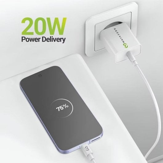 Caricatore USB 20W Mayaxess con cavo USB-C 1m