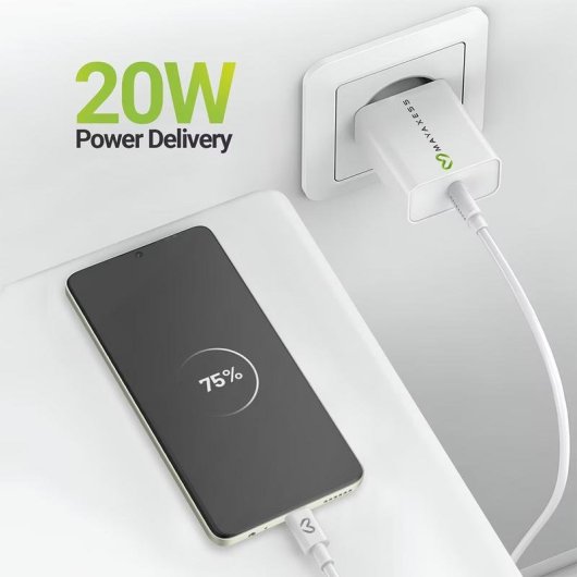 Carregador USB Rápido Mayaxess 20W com Cabo USB-C 1 m
