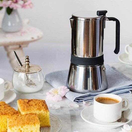 Cafetera italiana Monix Aroma 0,47 L 10 tazas acero inoxidable negro