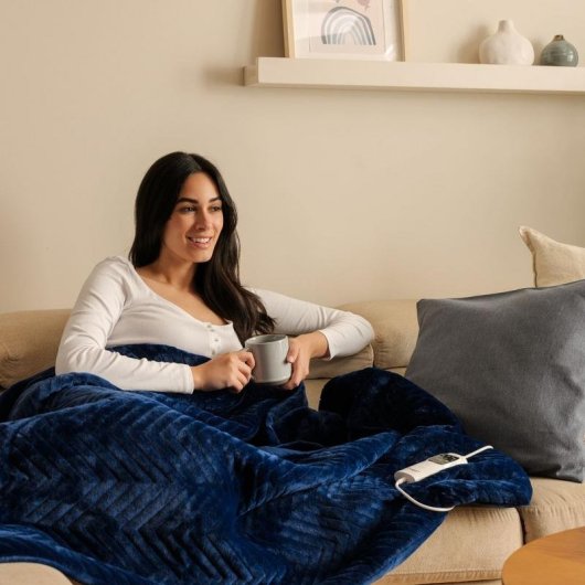 Manta Eléctrica Daga Relax Suave Azul Oscuro 160 x 120 cm 6 Temperaturas 150W