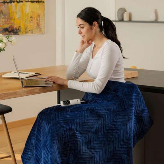 Manta Eléctrica Daga Relax Suave Azul Oscuro 160 x 120 cm 6 Temperaturas 150W