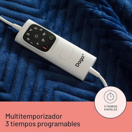Manta Eléctrica Daga Relax Suave Azul Oscuro 160 x 120 cm 6 Temperaturas 150W