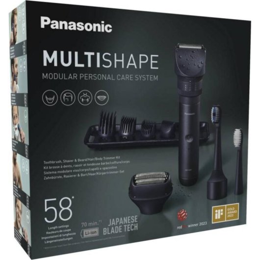 Máquina de Cortar Cabelo Multifunções Panasonic X-Shape Travel Sem Fios 58 Comprimentos 110min 3 Pentes À Prova de Água