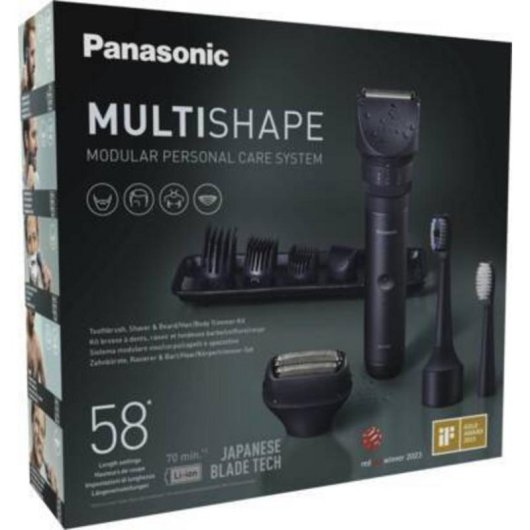 Máquina de Cortar Cabelo Multifunções Panasonic X-Shape Travel Sem Fios 58 Comprimentos 110min 3 Pentes À Prova de Água