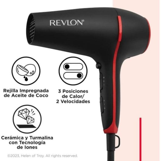 Ionen Föhn Revlon RVDR5317E 2000W 3 Temperaturstufen 2 Geschwindigkeiten Diffusor Konzentrator Schwarz Rot