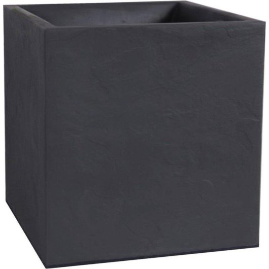 Jardinera EDA Volcania cuadrada gris antracita 39,5x39,5x43,5 cm doble pared
