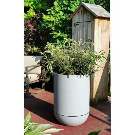 Macetero Riviera Tulipe 40 cm efecto granito doble pared exterior