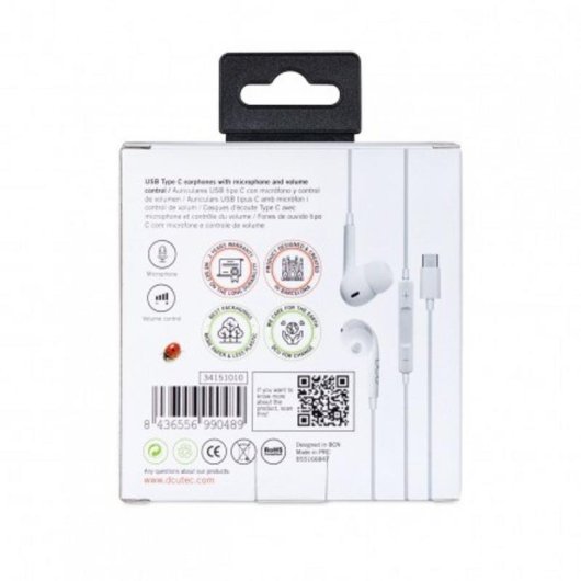 Kopfhörer DCU Advance Tecnologic mit USB-C Kabel für Musik Weiß