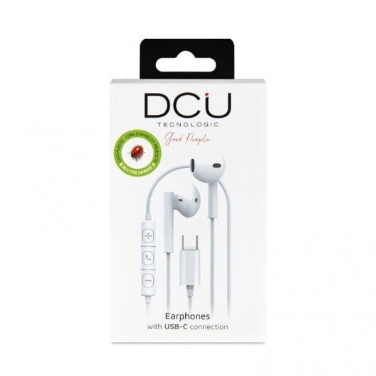 Kopfhörer DCU Advance Tecnologic mit USB-C Kabel für Musik Weiß