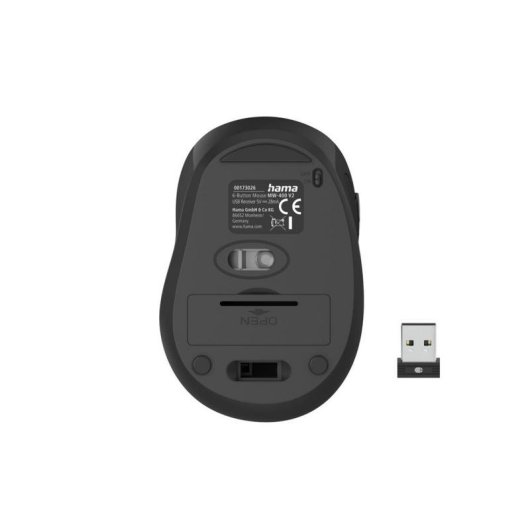 Mouse Hama MW-400 V2 wireless 1600 DPI nero 6 pulsanti destro