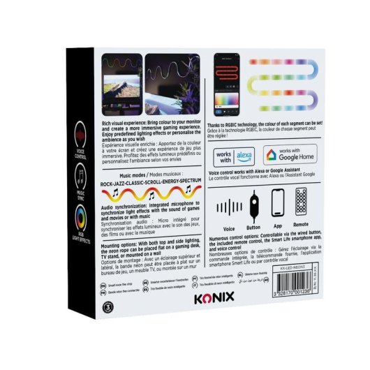 Bandeau Lumineux KONIX Smart Neon Flex 3 m Multicolor avec Télécommande