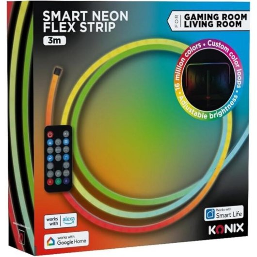 Bandeau Lumineux KONIX Smart Neon Flex 3 m Multicolor avec Télécommande