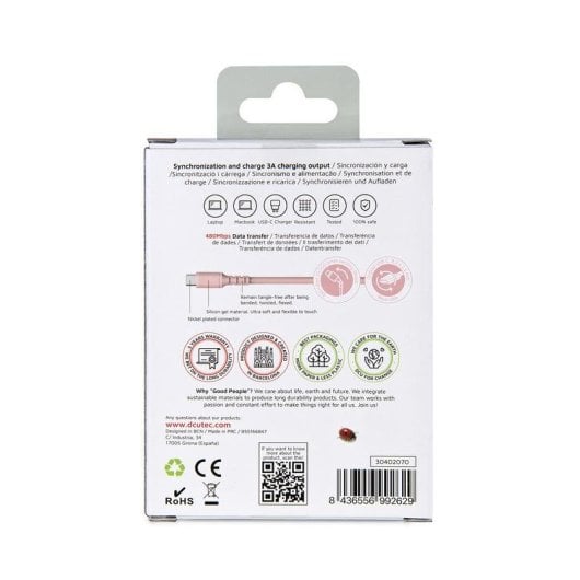 Cable USB DCU Avance Tecnológico USB-C a USB-A 1 m Rosa