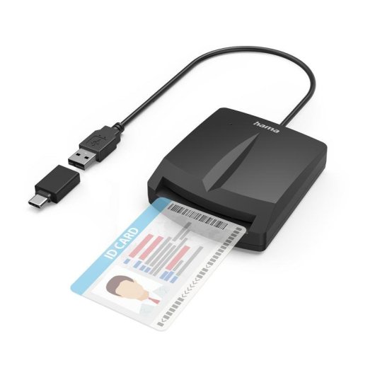 Carteira Lecteur de cartes à puce et CNI HAMA USB 2.0 avec adaptateur USB-C