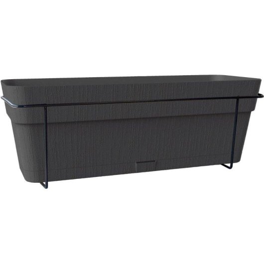 Blumenkasten Stefanplast Ethica 50 cm 9 L Anthrazit Geländerhalterung Wassertank