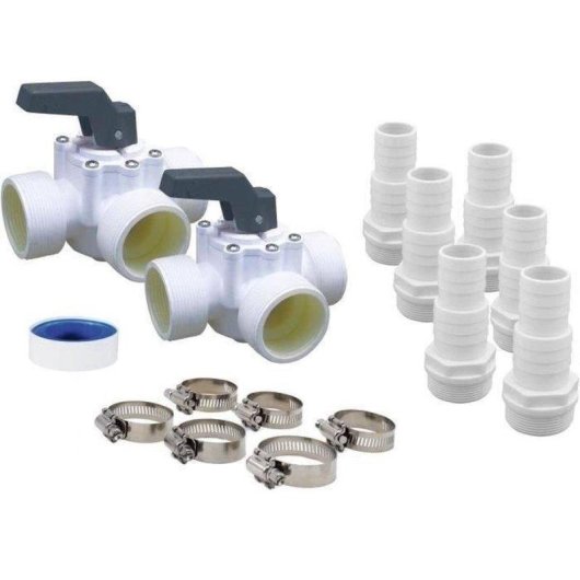 Kit Bypass PVC Ubbink Heatermax Compact 2 Vannes 3 Voies 3 Adaptateurs 32-38 mm