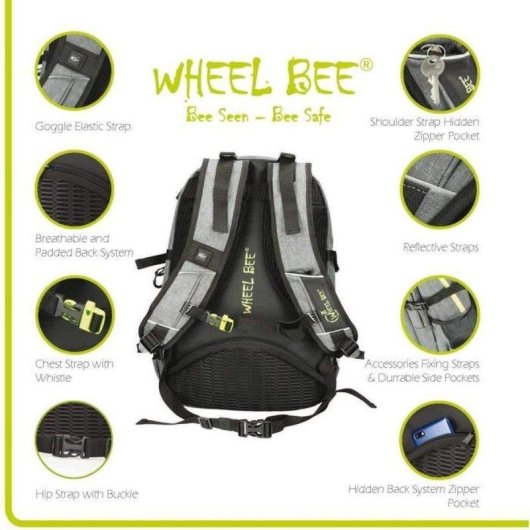 Schildkrot Wheel Bee Revolution 30L Zaino Sicurezza LED Verde USB