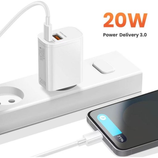 Caricatore USB Avizar 20W Power Delivery Quick Charge 2 Porte