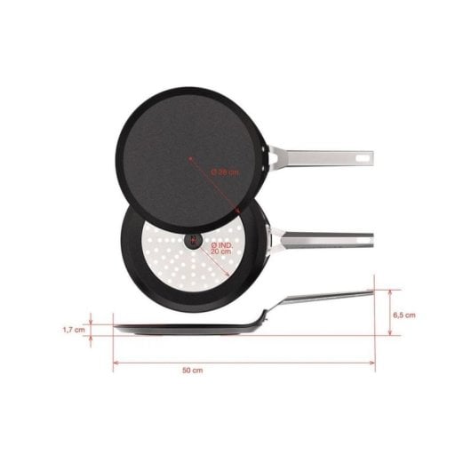 Sartén crepera Valira 4647/25 28 cm Acero inoxidable Negro