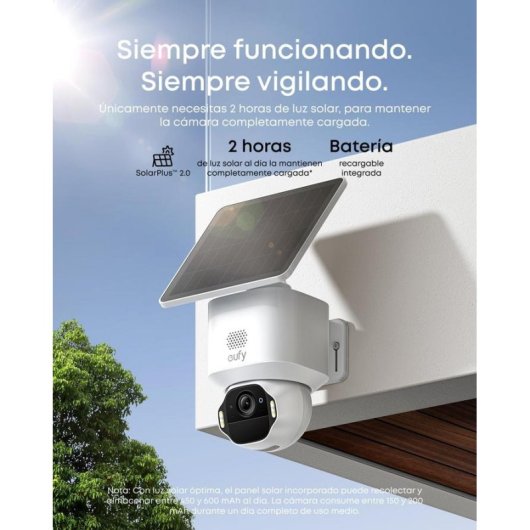 Cámara IP Eufy SoloCam E42 4K Visión Nocturna Interior y Exterior IA Alarma Solar