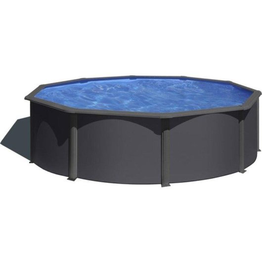 Piscine Gre Louko Acier Ø370 x H122 cm Antracite Kit Complet
