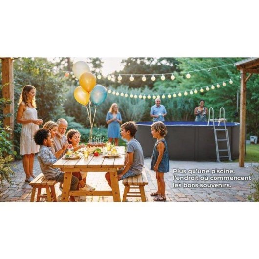 Piscine Gre Louko Acier Ø370 x H122 cm Antracite Kit Complet