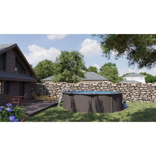 Piscine Gre Louko Acier Ø370 x H122 cm Antracite Kit Complet