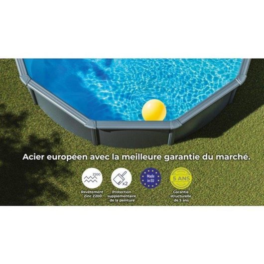 Piscine Gre Louko Acier Ø370 x H122 cm Antracite Kit Complet
