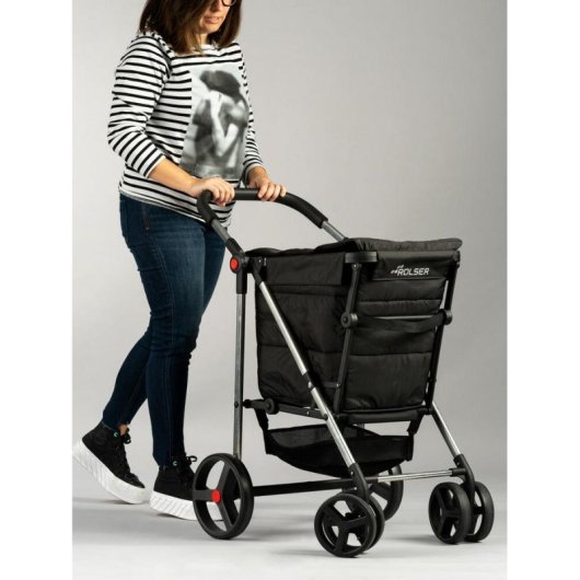Carrinho de compras Rolser Basket 4B 50 kg 360° Preto