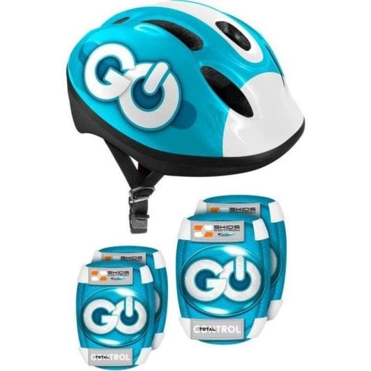 Conjunto Capacete e Proteções Stamp Skids Control Kids Ajustável 50-56 cm azul