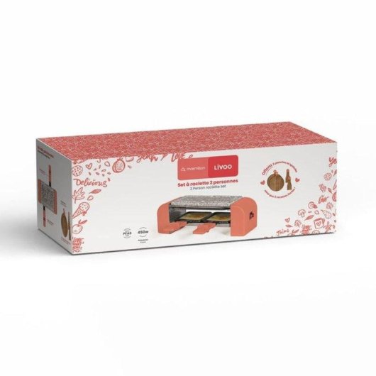 Set raclette Livoo Doc306 450 W placa granito extraíble 2 personas