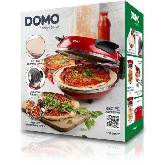 Four à pizza Domo Do9284pz 1200W pierre céramique 32 cm rouge