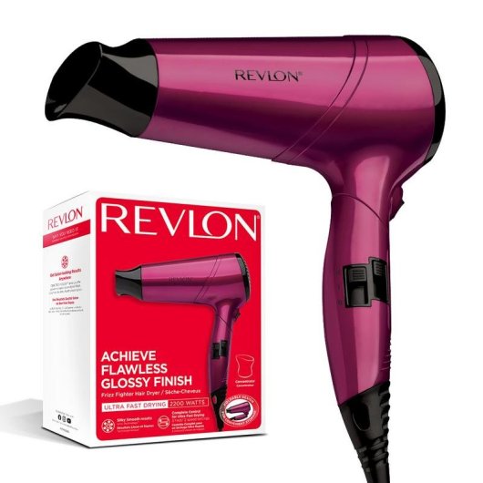Secador de Pelo Iónico de Viaje Revlon RVDR5229E 2200W 2 Temperaturas 2 Velocidades Plegable Rosa