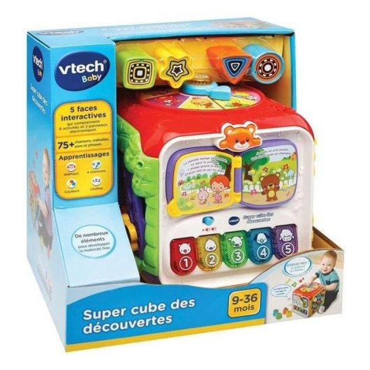 Cubo Didáctico Interativo VTech Baby Super Discovery 9-36 Meses 5 Faces 6 Atividades