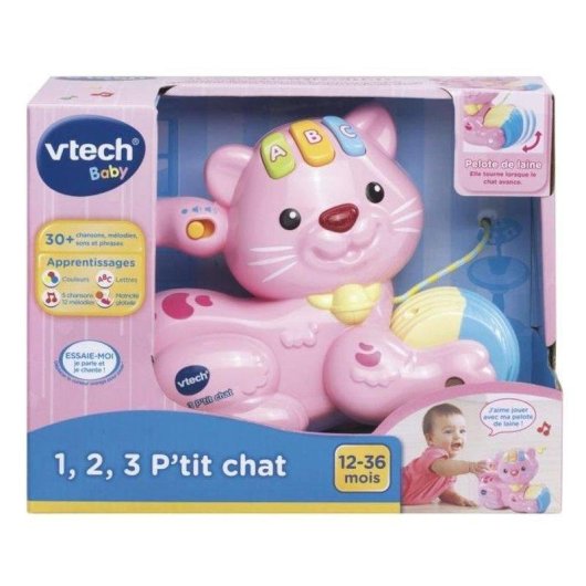 Juguete peluche interativo VTech 1, 2, 3 P'tit Chat 12-36 meses 12 melodias 5 canções