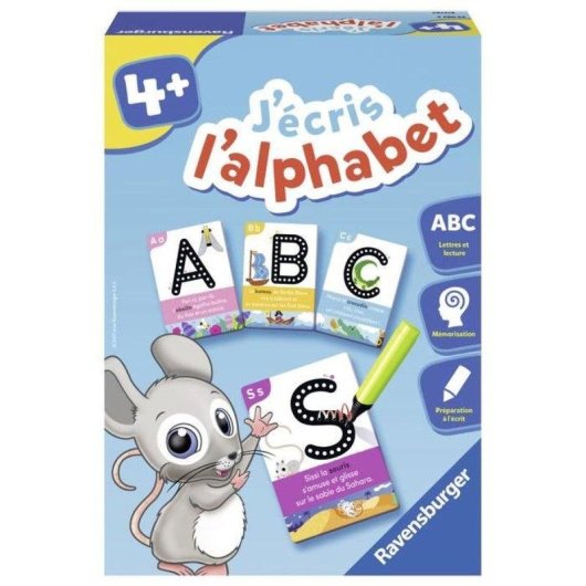 Kit de caligrafía Ravensburger J'écris L'alphabet 4+ años 26 tarjetas rotulador borrable