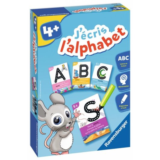 Kit de caligrafía Ravensburger J'écris L'alphabet 4+ años 26 tarjetas rotulador borrable