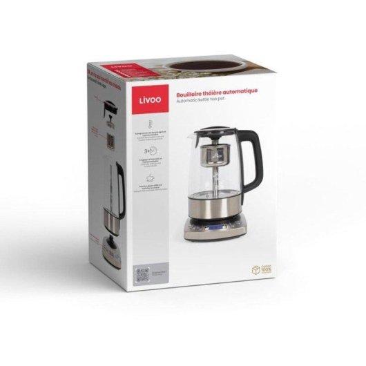 Elektrischer Wasserkocher Automatik Livoo DOD209 1.7L Edelstahl Glas