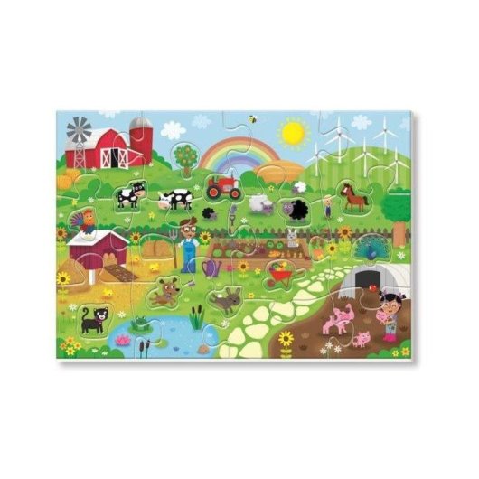 Clementoni Les Mots de la Ferme Lernpuzzle 12 Maxi-Teile mit taktilen Vokabelkarten