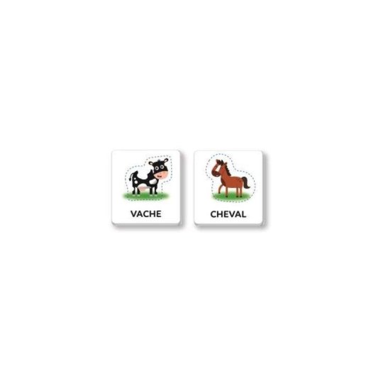 Clementoni Les Mots de la Ferme Lernpuzzle 12 Maxi-Teile mit taktilen Vokabelkarten