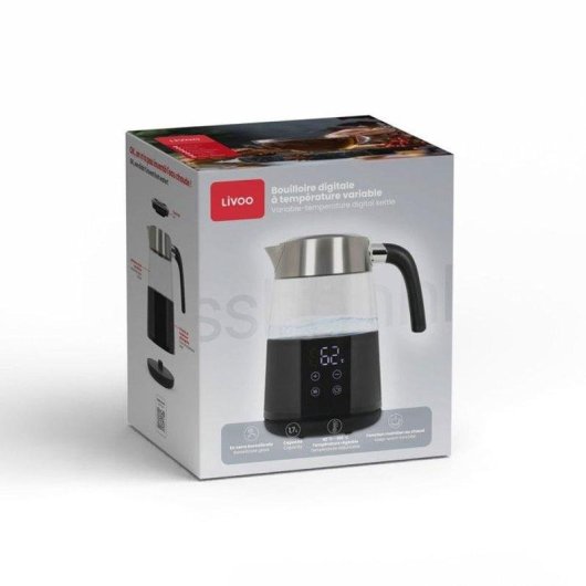 Bollitore Digitale Livoo DOD221N 1.7L Vetro Boro Silicato 13 Livelli Temperatura