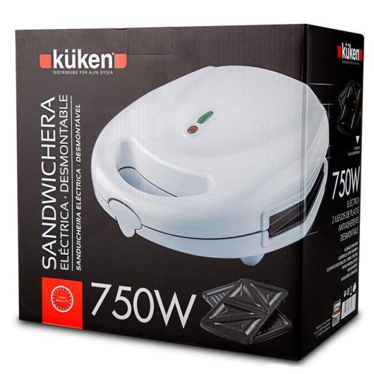 Sandwichera Küken Doble Placa Desmontable 750 W Blanco