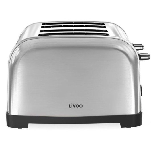 Livoo Dod197 Tostapane 4 Fessure Acciaio Inox 1700W 2 Termostati 7 Livelli